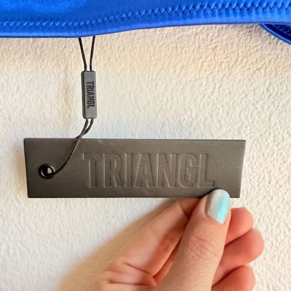 TRIANGL MICA Crop Bikini Top in Shiny Cobalt Blue Stretch Satin size M NWT